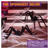 JOYIN 2 Pack 4 Ft Halloween Spider Decorations Outdoor, Scary Large Giant Spiders with Adjustable Legs for Halloween Outside Decor, Yard Lawn Indoor Haunted House Props - Retail: $20