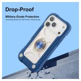 MARKILL Compatible with iPhone 17 Pro Max Case 6.9 Inch with Ring Stand, Heavy-Duty Military Grade Shockproof Phone Kids Cover for iPhone 17 Pro Maxr (Blue) - Retail: $19