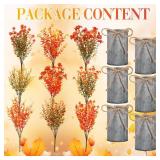 Zeyune 6 Sets Artificial Fall Thanksgiving Centerpiece for Tables Faux Fall Plants with Galvanized Pots Farmhouse Artificial Orange Autumn Flowers Bouquet for Wedding Home Office Rustic Decor - Retail
