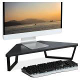 TEAMIX 26 inch Triangle Monitor Stand Riser, Desktop Corner Shelf with Metal Leg Wood Computer Stand with Storage Laptop Riser Office Organization - Retail: $36