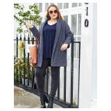 LARACE Plus Size Tops for Women Tunic Asymmetrical Dress Shirts 3/4 Sleeve V Neck Flowy Ladies Clothes for Leggings(Navy Blue 2X) - Retail: $26