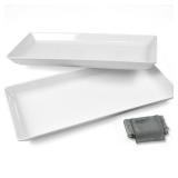 Czlizdyt Long Melamine Serving Platter, 17.3x8x1.5 inch Rectangle Serving Trays for Party, Long Serving Platters Plates for Appetizer, Charcuterie, Bread, Fruit, Dessert, Set of 2, White - Retail: $30