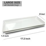Czlizdyt Long Melamine Serving Platter, 17.3x8x1.5 inch Rectangle Serving Trays for Party, Long Serving Platters Plates for Appetizer, Charcuterie, Bread, Fruit, Dessert, Set of 2, White - Retail: $30