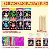 FUNNYB&G Foil Art Party Favors for Kids - 24 Pack Foil Art Crafts Kits Coloring Books, Goodie Bag Stuffers Party Favors for Kids 4-8 8-12, Bulk Birthday Classroom Prizes Girls Boys Gifts Halloween - R