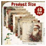 Ganeen 60 Pcs 10 x 10 Inch Vintage Christmas Quilting Fabric Squares Santa Snowman Fat Patchwork Precut Strips Watercolor Nutcracker Fabric Bundles for Winter Xmas DIY Craft Sewing Handmade Material -