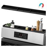 AWOKE Stove Top Shelf 30 Inch - Silicone Material Magnetic Shelf for Stove - 3 Functional Partitions Kitchen Spice Rack Organizer-Black,Kitchen Gadgets Storage Organization - Retail: $18