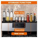 AWOKE Stove Top Shelf 30 Inch - Silicone Material Magnetic Shelf for Stove - 3 Functional Partitions Kitchen Spice Rack Organizer-Black,Kitchen Gadgets Storage Organization - Retail: $18