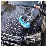 SCRUBIT 12\" Car Wash Brush with Soft Bristles for Car Truck Boat Deck & House Cleaning, Exterior Washing Brush Connects with Pole & Hose Storage Bag Included (Blue) - Retail: $18