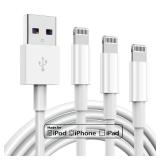 3 Pack Apple MFi Certified Charger Cable 6ft, Lightning to USB Cable Cord 6 Foot, 2.4A Fast Charging,Apple Phone Long Chargers for iPhone 13/12/11/11Pro/11Max/ X/XS/XR/XS Max/8/7/6 - Retail: $13