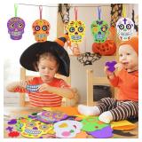 Fennoral 12 Pack Day of The Dead Craft Kits for Kids Make You Own Skull Foam Stickers Ornament DIY Arts and Crafts for Girls Boys Halloween Party Favors Supplies Halloween Decoration - Retail: $14