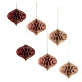 NICROLANDEE Wedding Decorations, 6 PCS Burgundy MIni Glitter Gold Edge Honeycomb Lanterns Ornaments for Christmas Tree Decoration, Xmas New Year Party, Birthday, Burgundy Bachelorette Party Decor - Re
