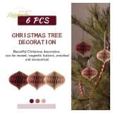 NICROLANDEE Wedding Decorations, 6 PCS Burgundy MIni Glitter Gold Edge Honeycomb Lanterns Ornaments for Christmas Tree Decoration, Xmas New Year Party, Birthday, Burgundy Bachelorette Party Decor - Re