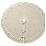 Sattiyrch Knit Christmas Tree Skirt,Luxury Cable Knitted Thick Rustic Xmas Tree Decoration (Cream, 36\") - Retail: $30