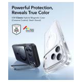ESR for iPhone 17 Pro Max Case with Stash Stand, Camera Control Cover Compatible with MagSafe, Military-Grade Drop Protection Magnetic Phone Case, Scratch-Resistant Back Cover,Clear Black - Retail: $3