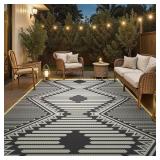MontVoo Outdoor Rug with Led String Strip Lights 8x10 ft Waterproof Outdoor Patio Rug Mat Reversible Plastic Straw Rug Outside Outdoor Rug for RV Camping Picnic Balcony Fairy Boho Outdoor Decor