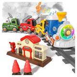 MORECOLL Train Set for Toddlers w/Steam, Music & Lights - First Choo Choo Train for Toddlers, Electric Train Set for Kids, Magnetic Train Toys, Christmas Birthday Gifts for Boys Girls - Retail: $34