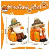 upbema Fall Thanksgiving Gnome Figurines 2 PCS Autumn Harvest Pumpkin Decorations Tabletop Home Decor Indoor Holiday Collectible Statue for Women Men Kids
