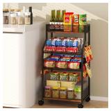 Homsorout Can Organizer for Pantry - Rolling Snack Cart, Multi-Layer Soda Can Organizer for Pantry, Mobile Beverage Storage Rack with Wheels, Versatile Metal Shelf for Kitchen and Office, Black Brown 