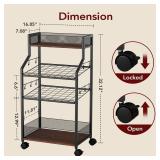 Homsorout Can Organizer for Pantry - Rolling Snack Cart, Multi-Layer Soda Can Organizer for Pantry, Mobile Beverage Storage Rack with Wheels, Versatile Metal Shelf for Kitchen and Office, Black Brown 