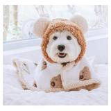 Size Small to Large, Dog Winter Coat with Hat, Kitten Thicken Cloak Blanket, Pets Nightgown for Small Medium Dogs Brown Large - Retail: $22