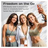 Manna Joy Phone Lanyard Crossbody with 2 Hanging Loops: Metal Buckle Adjustable Skin-Friendly Cell Phone Strap for iPhone Around,Hands-Free Universal Anti Theft Neck Lanyards For Outdoor Travel,Black 