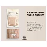 Vitalizart Cheesecloth Table Runner 10ft Gauze Boho Rustic Light Nude White Cheese Cloth Table Runner for Wedding Bridal Shower Fall Thanskgiving Decoration 120 Inches - Retail: $15