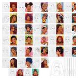 Sherr 30 Pcs Pre Drawn Canvas for Painting,Afro Queen Preprinted Stretched Cotton Canvas Bulk for Adults,DIY Pre Drawn Outline for Valentines Couple Date Night Sip and Paint Party Favor - Retail: $35