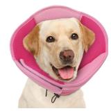 AOFITEE Large Dog Cone - Soft Dog Cone Stop Licking, Adjustable Extra Large Cones Dogs for Wound Healing, Pet Elizabethan Cones Collar After Surgery, XL Fabric Pet E-Collar, Pink X-Large - Retail: $42