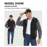 GEEK LIGHTING Menâs Fleece-Lined Zip Up Hoodie, Thick Hooded Jacket Winter Warm Athletic Sweatshirt, Black/Gray XXL - Retail: $34