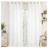 LAMIT White Linen Curtains 84 inch Length for Living Room, Thermal Insulated Soft Thick Curtains Light Filtering Privacy Grommet Window Drapes for Bedroom/Farmhouse, Set of 2 Panels, W52 x L84 - Retai