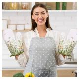 Leinuosen 6 Wild Flower Kitchen Towels Kitchen Decor and Accessories Set Floral Plant Oven Mitts and Pot Holders Sets Farmhouse Absorbent Dish Towels for Cooking Baking Grilling - Retail: $15