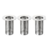 Uxcell 3Pcs Bathroom Sink Strainer, Fit for 1.42\"-2\" Drain Hole, 80mm/3.15\" Deep Stainless Steel Sink Strainer for Shower and Floor Drain - Retail: $13