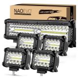 ONLY 12 INCH LIGHT BAR, MISSING 4 INCH LIGHTS NAOEVO 12 Inch LED Light BarInch LED Pod Lights, 54000LM LED Fog/Driving/Off Road Lights, Triple Row Spot Flood Combo LED Light Bar for Truck Car UTV ATV 