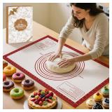 Silicone Baking Mat, Non Stick Pastry Mat Sheet for Dough Rolling, Nonslip Fondant/Pie Crust Mat, Counter Mat Oven Liner Mat for Making Cookies Macarons Bread Baking Supplies Extra Large 26 x 16 Inch 