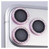 BCBOPE for iPhone 17 Pro/17 Pro Max Camera Lens Protector Bling Diamond Aluminum Alloy Metal Ring Tempered Glass Lens Cover Accessories (Pink, for iPhone 17 Pro/17 Pro Max) - Retail: $8