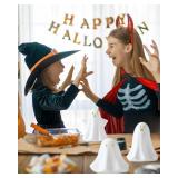 AOMOONOA Ceramic Ghosts Small White Ghost Figurine, 3PCS Light Up Ghost Decor, Small LED Ghost Halloween Decor Spooky Sculptures for Indoor Halloween Party Tabletop Home Shelf Decoration - Retail: $10