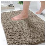 Yimobra Washable Bathroom Rugs, Super Soft & Absorbent Chenille Bath Mat for Floor & Carpet, Quick Dry Non Slip Bath Mat for Tub Shower, 32\"x20\",Camel - Retail: $21