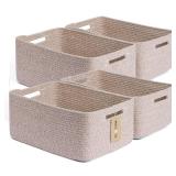 MiniArk Large Storage Baskets for Organizing, Closet Shelf Baskets for Clothes Blanket Towels, Baby Nursery, Toy Bins Box, Woven Rope Baskets, 17 x 13 x 7.5â, 4 Packs Mixed Brown - Retail: $55
