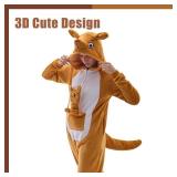 Jeyfull Unisex Adult Animal Onesie Pajamas Kangaroo Slim Fit Halloween Costume One Piece Sleepwear Homewear Cosplay Suit - Retail: $27