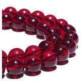 6mm Natural Garnet Red Glass Crystal Gemstone Beads Polished Round Smooth Stone Beads for Bracelets Jewelry Making 10inch Loose Beads - Retail: $7