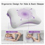 ZZ-WELL Side Sleeper Neck Pillow for Sleeping - Patented Cervical Neck Pillow with Cooling Cover- High Density Memory Foam Curved Pillows for Adults (Grey) - Retail: $60