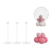 YALLOVE Clear Acrylic Tabletop Balloon Stand Kit, 15.75 Inch 4 pack Balloon Stick Holder with Base for Table Top Centerpiece Party Decoration (Balloons Not Included) - Retail: $20