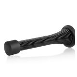 HOMOTEK 12 Pack Black Spring Door Stops,3-1/8\" Heavy Duty - Flexible Door Stopper with Low Mounted Black Rubber Bumper Tips - Retail: $15