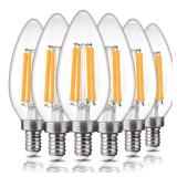 ALAMPEVER 6 Pack Chandelier Light Bulbs 100 Watt Equivalent, 800LM Bright Dimmable LED Light Bulb, E12 Base, 2700K Soft White, B11 Type, 5.5W, Ideal for Living Room, Bedroom, Dining Room - Retail: $22