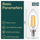 ALAMPEVER 6 Pack Chandelier Light Bulbs 100 Watt Equivalent, 800LM Bright Dimmable LED Light Bulb, E12 Base, 2700K Soft White, B11 Type, 5.5W, Ideal for Living Room, Bedroom, Dining Room - Retail: $22