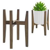 Rnined Plant Stand Indoor, Bamboo Plant Shelf, Adjustable Corner Plants Flower Holders Single Floor Plant Stand, Fits 8 to 12 Inches Pots,(Pot & Plant Not Included)(walnut) - Retail: $23