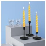 Spiral Taper Candle Twisted Candlesticks -7.5 INCH Short Candle Sticks Unscented Tapered Candles for Holiday Household Wedding Party(2X-Cream Yellow) - Retail: $13