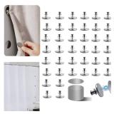 20 Pairs Magnetic Curtain Clips, Curtain Magnets Closure Prevent Light Leaking, Shower Curtain Side Magnets to Keep Shower Liner Closed and Tight to The Wall with 40 Pcs Self-Adhesive Patch - Retail: 