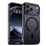 SUPFINE Magnetic for iPhone 17 Pro Case (Compatible with MagSafe)(Military Grade Drop Protection) Translucent Matte Shockproof with Anti-Fingerprint Phone Cover,Black - Retail: $10