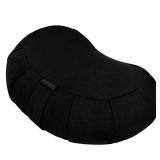 Retrospec Sedona Zafu Meditation Cushion Filled w/Buckwheat Hulls - Yoga Pillow for Meditation Practices - Machine Washable 100% Cotton Cover & Durable Carry Handle, Crescent, Black - Retail: $27